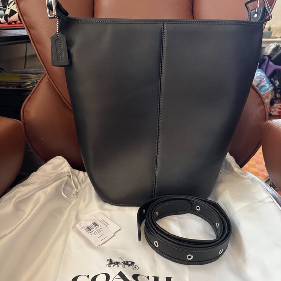 Coach Originals Glovetanned Leather Duffle Bag NWT Black - Picture 4 of 7